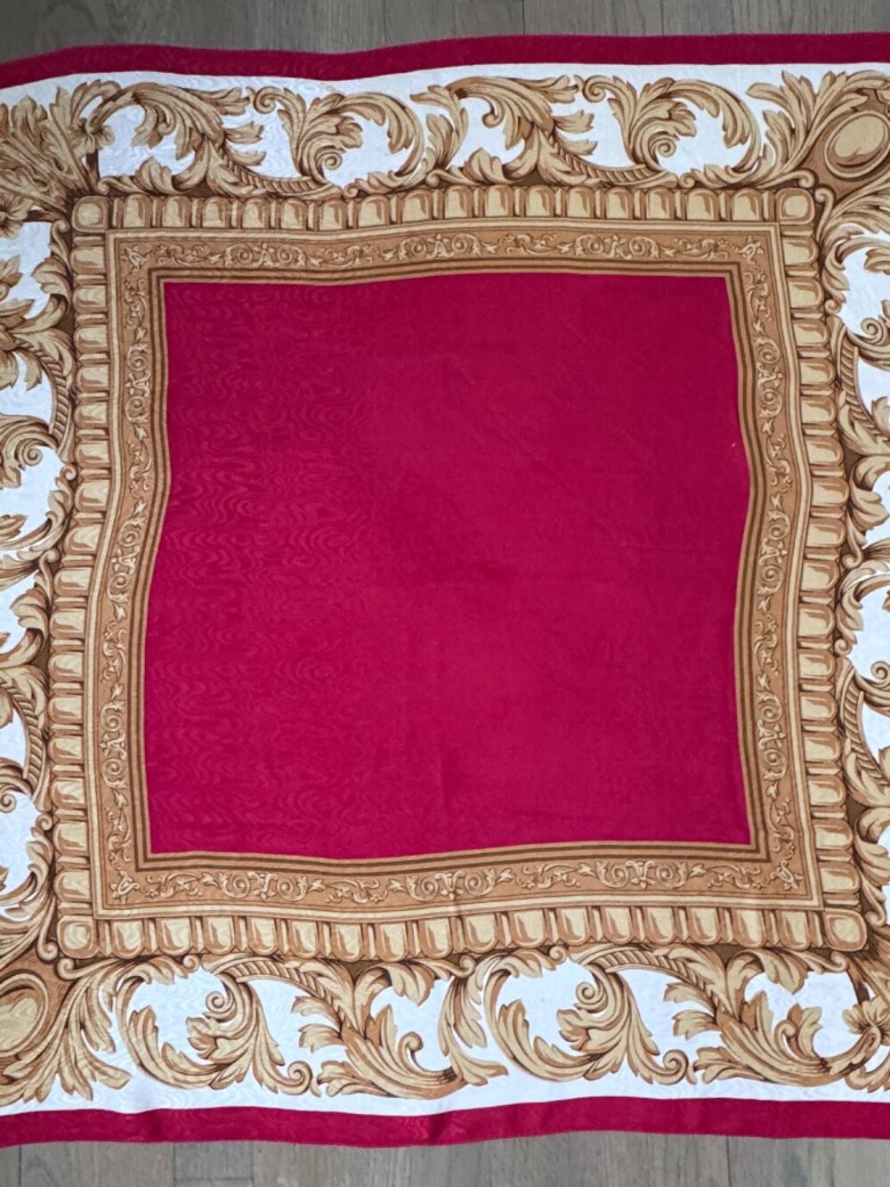 Talbots Vintage Silk Square Scarf,(1980/90s),Red/Gold Baroque,Collector Interest - Picture 7 of 9